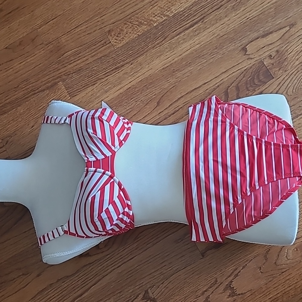 New - Red and White Striped Bikini